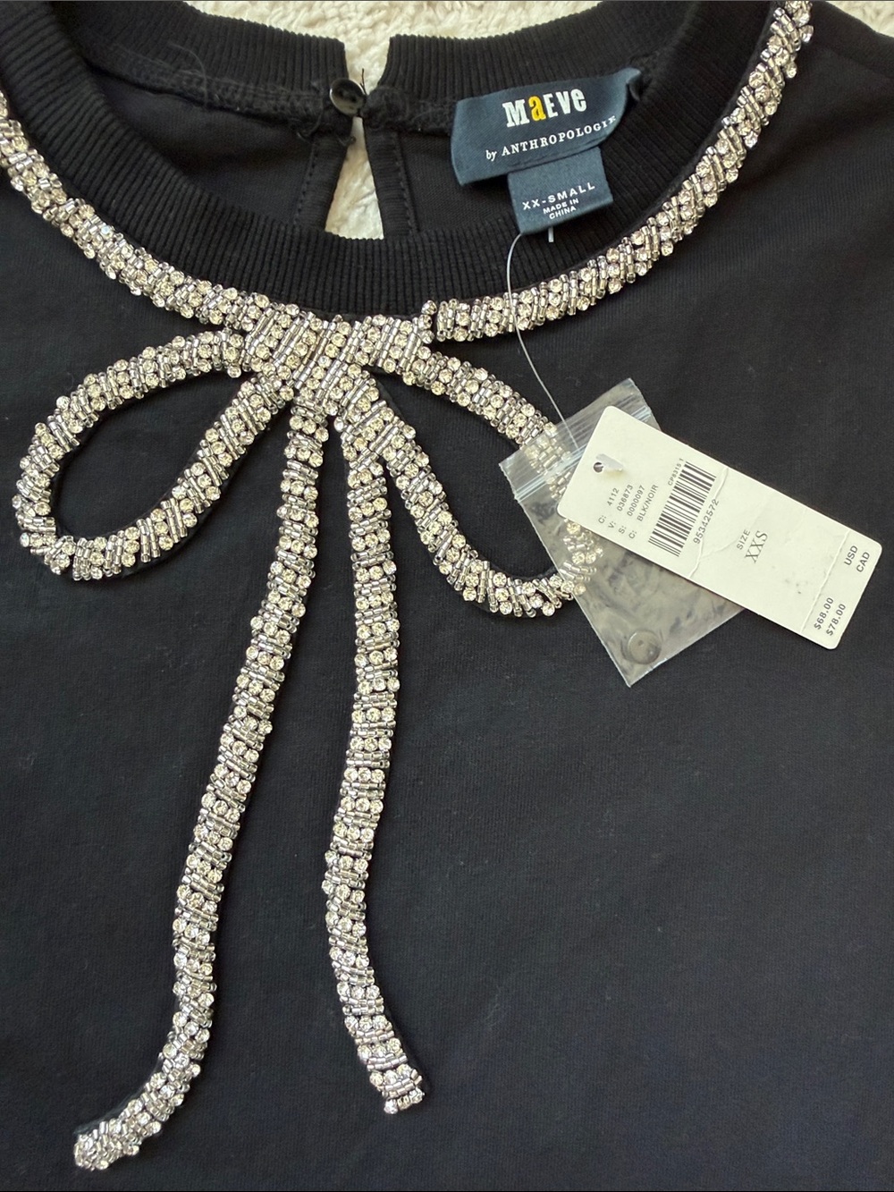 Anthropologie Maeve Rhinestone Bow Tee - Picture 5 of 11